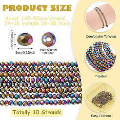 10 нить гальванических прозрачных стеклянных бусин EGLA-BW0001-02