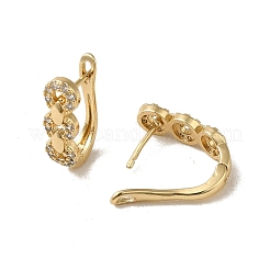 Серьги-кольца из латуни с микропаве из кубического циркония EJEW-L271-10KCG-02