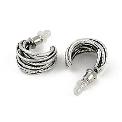 Латунные серьги-гвоздики в форме буквы С EJEW-Q391-03AS