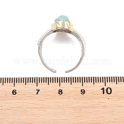 Bagues ouvertes en laiton ornées d'améthyste et d'amazonite naturelles&nbsp;RJEW-B163-01GP-03