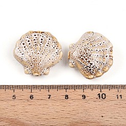 手作りの陶器ビーズ  ファンシーアンティーク施釉磁器  シェル形状  桃パフ  25~27x27~29.5x10.5~12mm  穴：2mm&nbsp;PORC-N009-01O