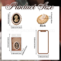 Clips ovales en alliage émail et perles de plastique&nbsp;AJEW-WH20130-221B-02