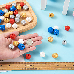 50 шт. 5 стиля окрашенных натуральных деревянных ульев европейских бусин WOOD-FW0001-01