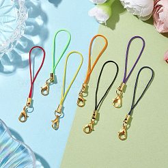 ナイロン携帯ストラップ  亜鉛合金カニカン付き  ミックスカラー  6.5cm  約7個/セット&nbsp;HJEW-JM01907