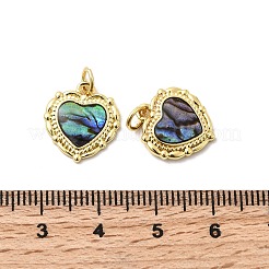 Подвески в форме сердца из эпоксидной смолы и натуральной ракушки пауа&nbsp;KK-K384-19A-G