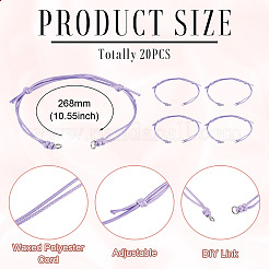 20 cordon en polyester ciré pour la fabrication de bracelets&nbsp;AJEW-TAC00090