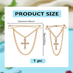 1 шт. крестообразные латунные стразы подвесные цепи булавки для воротника зажимы для галстука&nbsp;AJEW-LP0002-47G