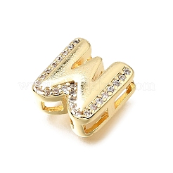 Barre distanziatrici iniziali in ottone con micro pavé di zirconi cubici trasparenti&nbsp;KK-E802-34G-W