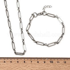 Schmucksets aus Büroklammerketten aus Edelstahl 304 (Armband & Halskette)&nbsp;SJEW-L199-21P