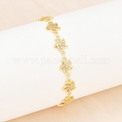 Браслеты-цепочки из латуни с микропаве из прозрачных кубических цирконий в форме ветряной мельницы для женщин&nbsp;BJEW-A090-04G