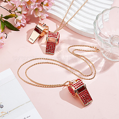 Collier avec pendentif sifflet en strass en fer et chaîne pop-corn pour femme&nbsp;NJEW-DR0001-03D