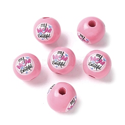 Тема дня матери печатные деревянные европейские бусины WOOD-F016-09