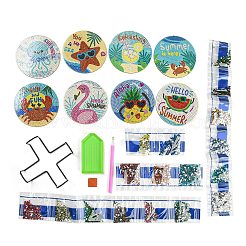 Kits de tapis de tasse en bois de peinture de diamant de thème d'animal marin de bricolage&nbsp;DIY-H163-01