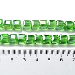 電気メッキガラスビーズセット  ABカラーメッキ  多面カット  キューブ  ミックスカラー  8x8x8mm  穴：1mm  約72個/連  21.6インチ&nbsp;EGLA-R030-8x8mm-M