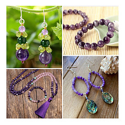 4 нить 4 стилей натуральный аметист бусины нити G-CW0001-08