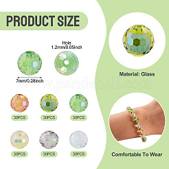 180 pièce de perles de verre galvanoplastie transparentes de 6 couleurs&nbsp;EGLA-TA0013-62