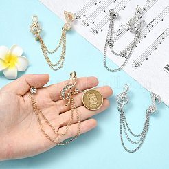 4 шт. 4 стиля хрустальные стразы двойная музыкальная нота с безопасной цепочкой подвеска свитер брошь булавка JEWB-CJ0001-63