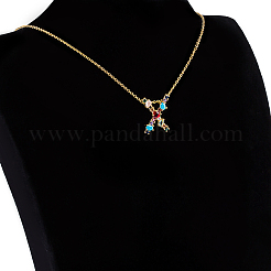 Colliers avec pendentifs initiaux en laiton doré&nbsp;NJEW-S069-JN002-X