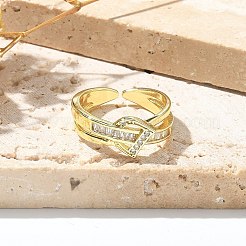 Кольца-манжеты с прозрачным кубическим цирконием в виде буквы d RJEW-G337-10G