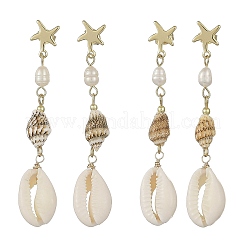 Boucles d'oreilles puces en acier inoxydable 304 avec perles naturelles&nbsp;EJEW-JE07421