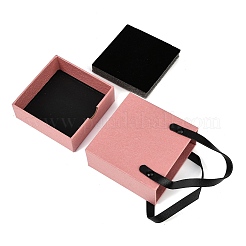 Ящики для украшений из искусственной кожи с квадратной губкой внутри и прямоугольными мешочками для украшений из текстурированной бумаги&nbsp;LS-ABAG-B009-02D