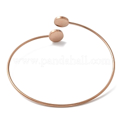 Bases de bracelets vierges en acier inoxydable 304 avec placage ionique (IP) et plateau rond&nbsp;STAS-Z088-03B-RG
