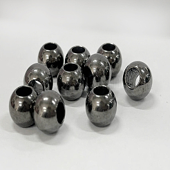レジンヨーロピアンビーズ  大穴ビーズ  ロンデル  ブラック  12.5x9mm  穴：6~7mm&nbsp;RESI-E027-13A
