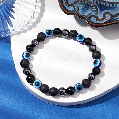 Bracelets extensibles en perles de pierres précieuses rondes&nbsp;BJEW-JB11005-01
