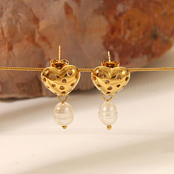 Комплекты из серег-гвоздиков и ожерелий с подвесками в форме полого сердца из нержавеющей стали 304 для женщин FA1341-1