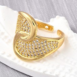 Латунные микропаве кубические цирконии регулируемые открытые манжеты кольца для женщин&nbsp;RJEW-K292-06G