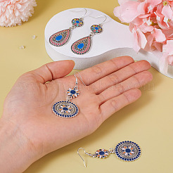 2 пара длинных серег-гвоздиков из сплава в форме цветка и капли&nbsp;EJEW-TA0001-39