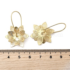 Серьги-кольца из латуни с цветком EJEW-A146-01G