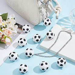 PVCと鉄のチャーム10個  サッカーのチャーム  ホワイト  34x29.5mm  穴：3.5mm&nbsp;FIND-SC0022-19
