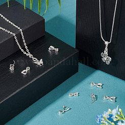 10個 5スタイル 925スターリングシルバーアイスピックピンチベイル  925銀メッキ  8~10x4~9x2~3mm  穴：3~5x3~4mm  ピン：0.5~0.8mm  2個/スタイル&nbsp;STER-FH0001-03