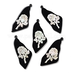 Непрозрачные акриловые подвески с цветочным узором&nbsp;BACR-D001-01L