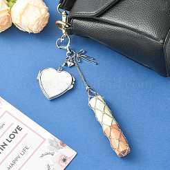 Bolsa de lápiz labial portátil de acero inoxidable con adornos colgantes&nbsp;HJEW-FS00104