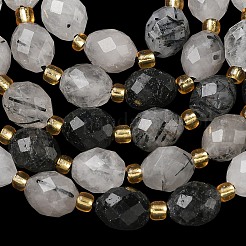 Нити бусин из натурального черного рутилированного кварца/турмалинового кварца G-F809-A11-01
