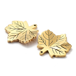 イオンプレーティング（IP）304ステンレスペンダント  葉  ゴールドカラー  15.5x15x2mm  穴：0.8mm&nbsp;STAS-M089-58G
