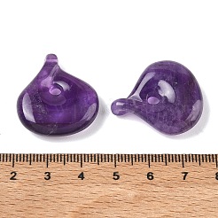 天然石アメジストペンダント  ティアドロップチャーム  28x25x7.5mm  穴：3.5mm&nbsp;GG-CBA12F1-01A