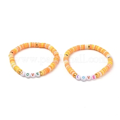 Bracelets extensibles de perles heishi en argile polymère&nbsp;BJEW-JB05711