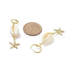 5 par de aretes colgantes de conchas naturales de 5 estilos con cuentas de perlas&nbsp;EJEW-TA00179