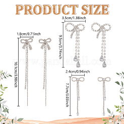 3 пара сережек-гвоздиков с бантом из страз в двух стилях&nbsp;EJEW-AN0004-91