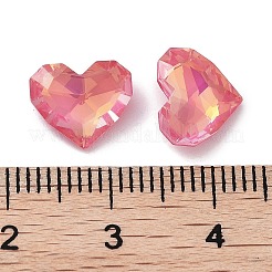 ガラスラインストーンカボション  ポイントバック＆バックメッキ  多面カット  ハート  フクシア  8.5x10x4mm&nbsp;RGLA-G020-04D-502AM