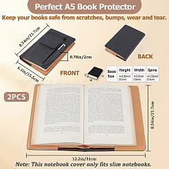 2色PUレザーブックカバー2枚  ノートブックラップ  長方形  ミックスカラー  217x155x19mm  1pc /カラー&nbsp;AJEW-CP0008-70B