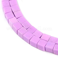 天然石瑪瑙ビーズ連売り  染め  キューブ  スミレ  2x2x2mm  穴：1mm  約150個/連  15.08インチ（38.3cm）&nbsp;G-M422-A01-04I
