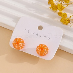 Серьги-гвоздики из оранжевой смолы&nbsp;LS-EJEW-B136-01