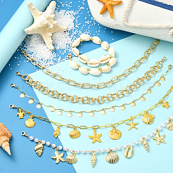 6 шт. 6 стиля: ракушка каури в морском стиле HJEW-SC0002-37