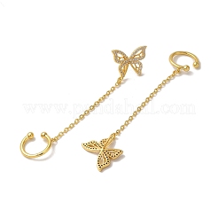 Серьги-манжеты из латуни с микропаве и прозрачным циркониевым покрытием для женщин&nbsp;EJEW-G403-01G