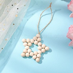 Decorazioni pendenti con perline in legno naturale non rifinito a forma di stella&nbsp;HJEW-JM02842