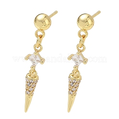 Boucles d'oreilles pendantes en laiton avec micro pavé de zircons cubiques pour femmes&nbsp;EJEW-A167-29A-G